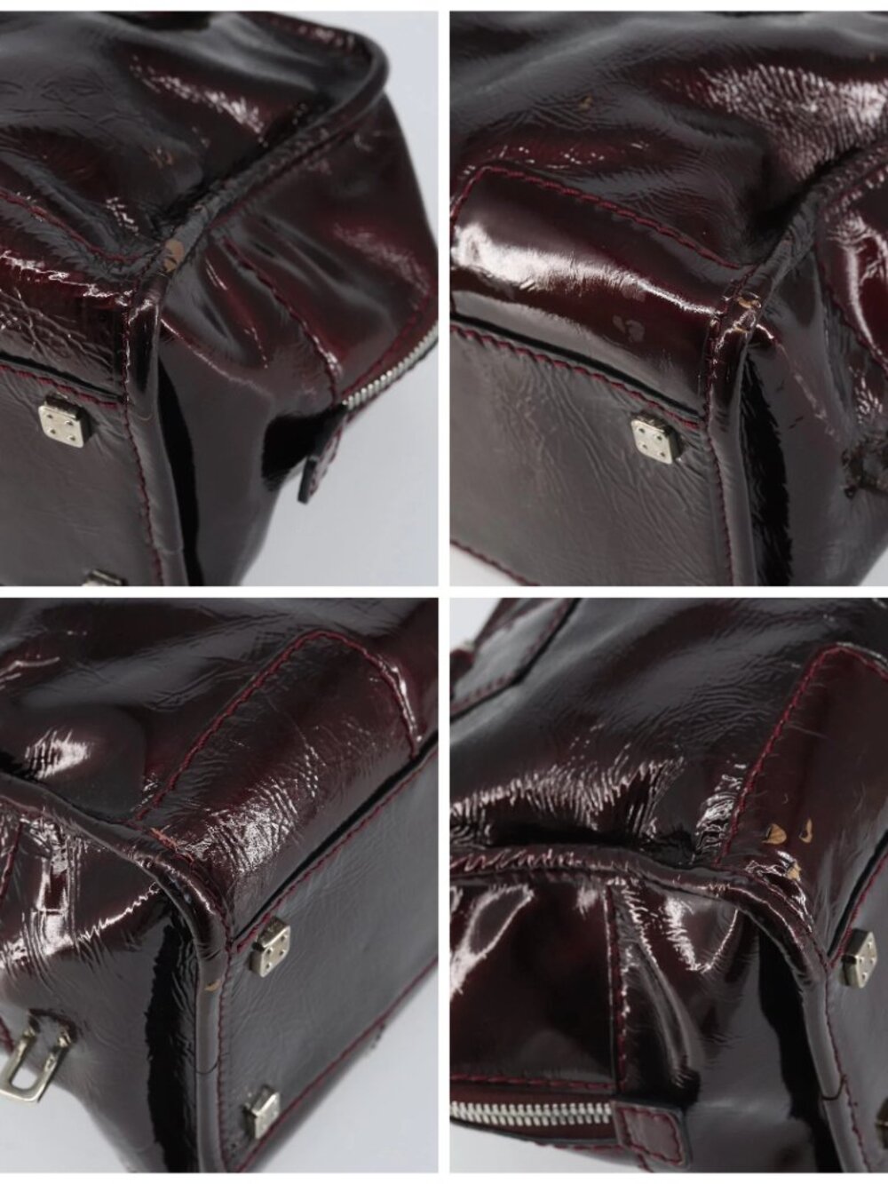 LOEWE Anagram Amazonas Hand Bag Patent leather Silver Purple Auth bs33035 - Picture 14 of 16